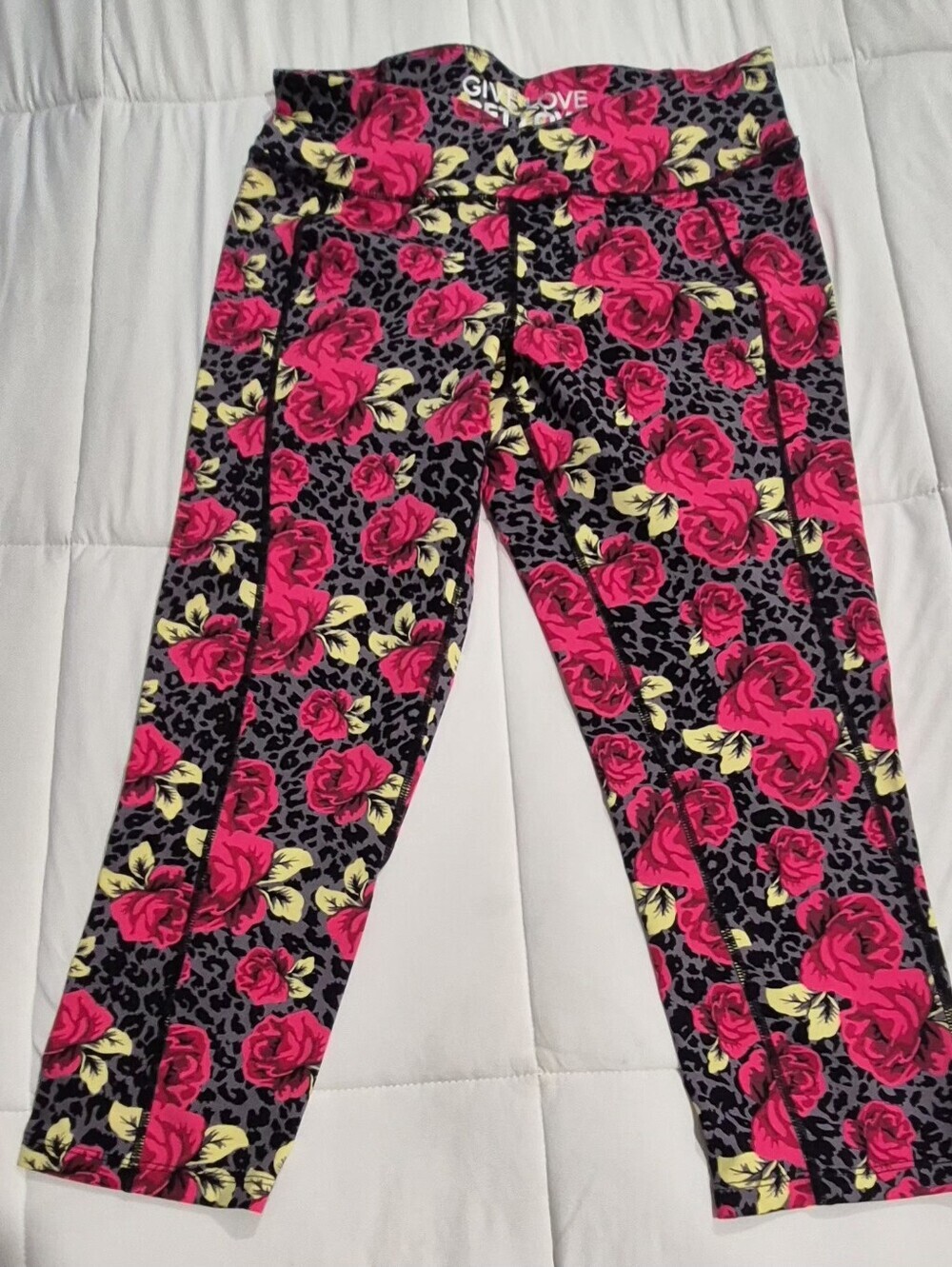 Betsey Johnson Pink and Yellow Floral Leggings